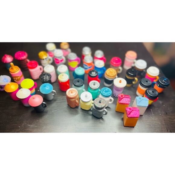 LOL Surprise Doll Lot 46 Bottles Sippy Cups Coffee Pop Carton Mason Jar Drinks - Picture 2 of 8